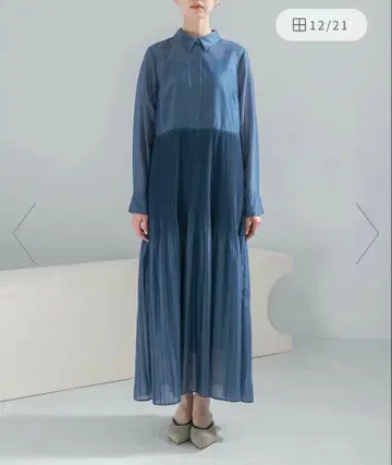 [ 새상품 ] 시어 소재 플리츠 셔츠 원피스