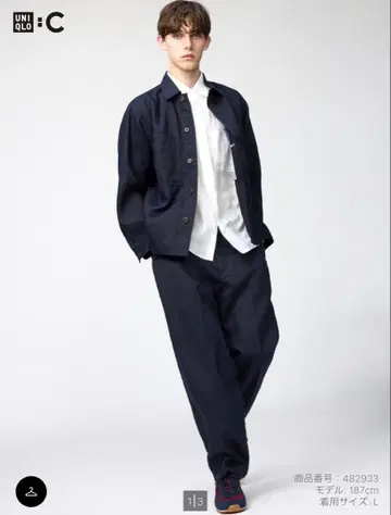 UNIQLO C 프리미엄 린넨 와이드 팬츠 네이비 S