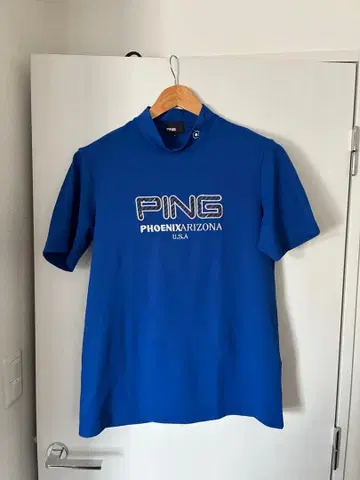 PING 모크넥 반팔 셔츠 L 사이즈 블루