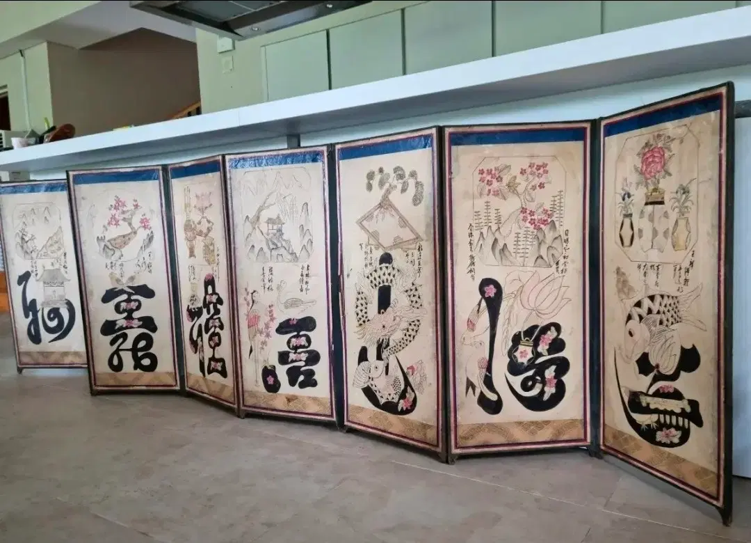 석강 황승규 문자도 8폭 병풍