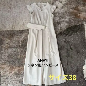 ANAYI 아나이 벨트 포함 린넨풍 원피스 38 택 포함 일본제