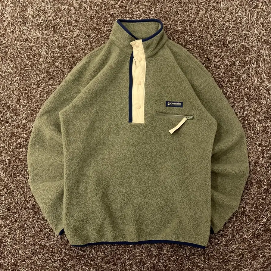 S 컬럼비아 오버핏 하프스냅 플리스 풀오버