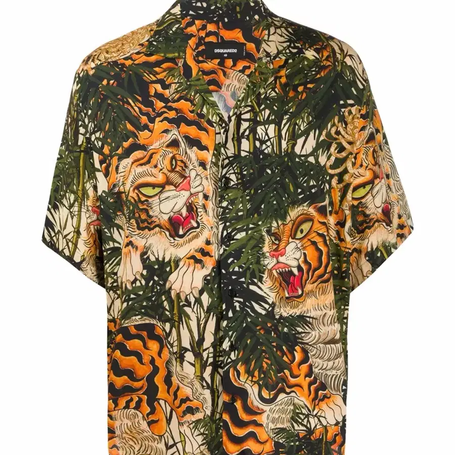 Dsquared2 Tiger Bamboo print Bowling Tee