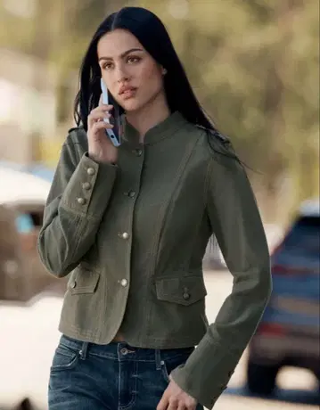ZARA 대비 스티치 블레이저 카키 y2k US