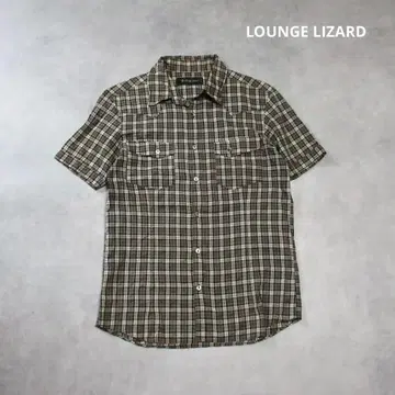 LOUNGE LIZARD / 하프 슬리브 체크 셔츠 반팔 상의