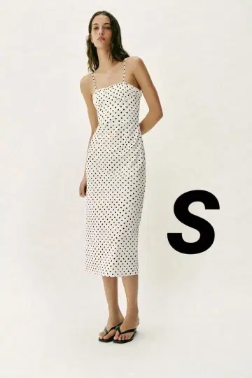 ZARA 버레스크 도트 무늬 미디 원피스 S