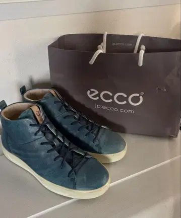 ECCO SOFT7 하이컷 가죽 스니커즈 36 23cm 네이비 새상품급
