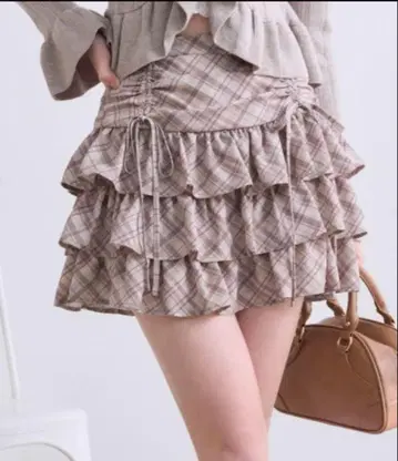 Olive des Olive 미니 스커트 체크 브라운