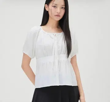 화이트 반팔 블라우스 mixxo 한국