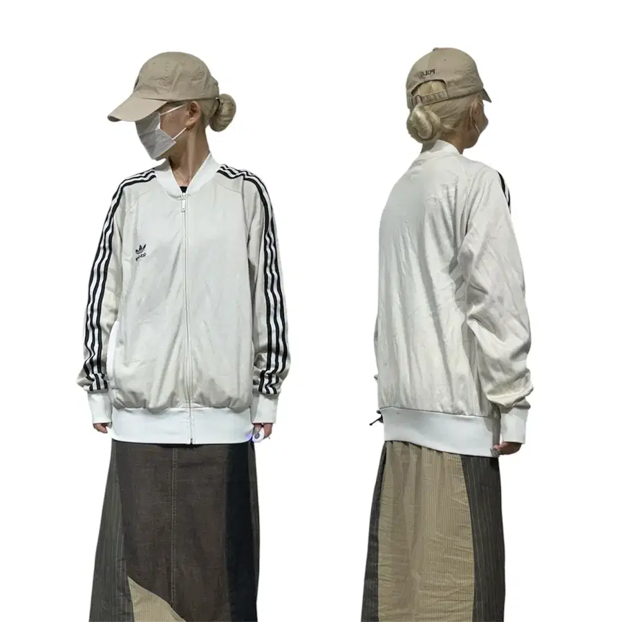 00s 아디다스 대대장 화이트 블랙 삼선 와투케 올드스쿨 트랙탑 져지 M