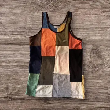 LACOSTE 패치워크 탱크탑 슬리브리스 레어템