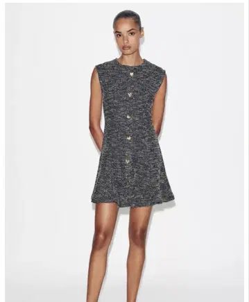 ZARA 텍스처 버튼 원피스