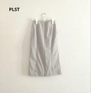PLST 린넨 블렌드 아이라인 타이트 스커트