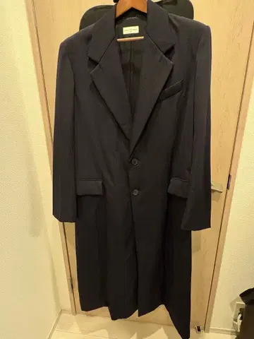 dries van noten 22aw 충전솜 체스터 코트 네이비