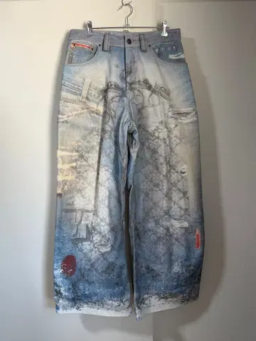 [ feng system ] GOTHIC GATE PRINTED DENIM