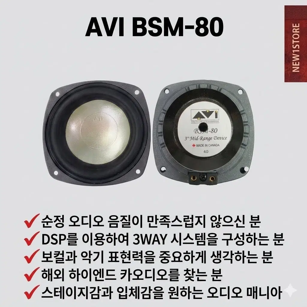 캐나다AVI BSM80 센터스피커 미드레인지 최성위하이엔드스피커