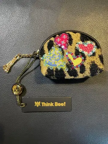 Think Bee! 코인 케이스 레오파드 무늬 하트 파우치 소품함