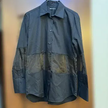 새상품 ZARA 시어 절개 긴팔 셔츠 블랙 오버 사이즈