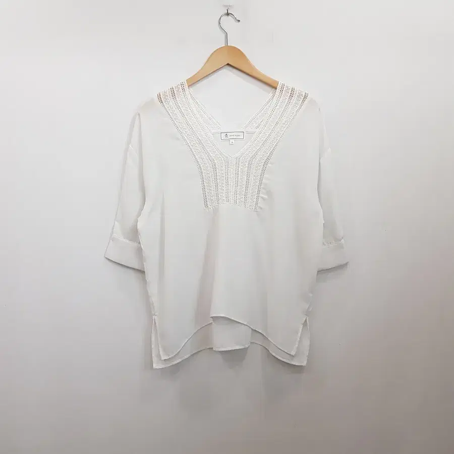 빈티지 브이넥 루즈핏 크로셰 모리걸 하구미룩 박시 7부 블라우스 여L R578