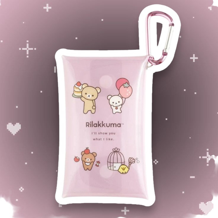 산엑스 리락쿠마 코리락쿠마 pvc 멀티 파우치 카라비너