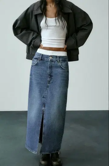 ZARA 택 포함 새상품 TRF 복서 디테일 데님 스커트