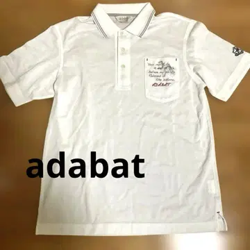 [일본제] adabat 남성용 반팔 피케 셔츠 화이트 골프웨어