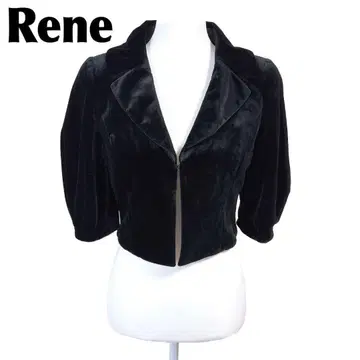 [새상품급] Rene 벨로아 자켓 숏 기장 36 블랙 무지