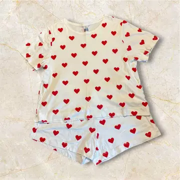 PETIT BATEAU 하트 무늬 룸웨어 셋업 성인 L