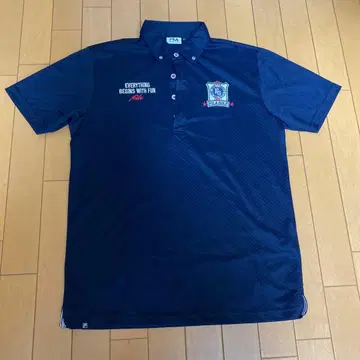 FILA 휠라 골프 체크 무늬 피케 셔츠 파랑 L 사이즈