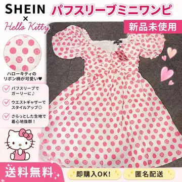 [ 미사용 새상품 ] SHEIN X Hello Kitty 퍼프 슬리브 미니 원피스