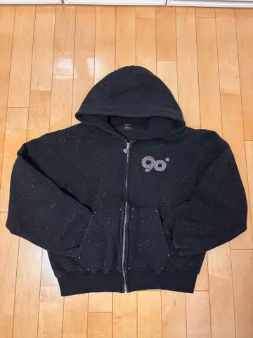 9090 Ninety Ninety 로고 글리터 지퍼 후드티