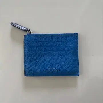 SMYTHSON 카드 케이스 코인 케이스 포함 블루 가죽 이탈리아제