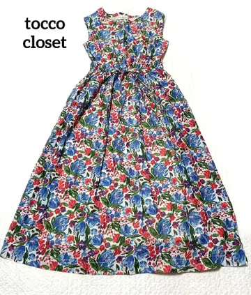 새상품급 tocco closet 인도 면 원피스 꽃무늬 롱 슬리브리스