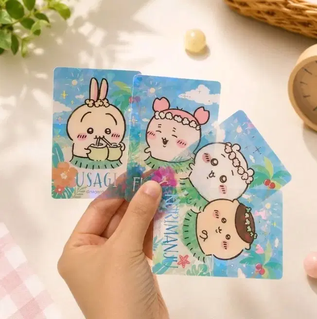 치이카와 인어섬 홀로그램 클리어 카드 하치와레 우사기 쿠리만쥬 카니