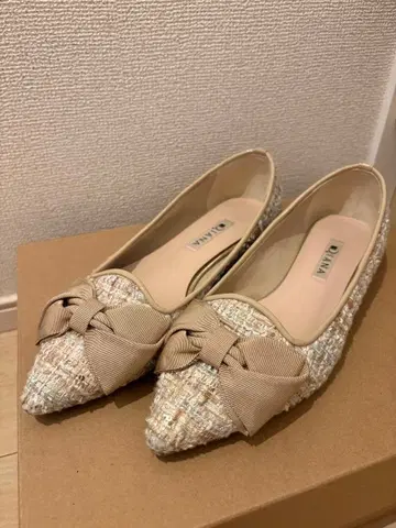 DIANA 다이애나 트위드 리본 플랫 펌프스 23.5cm