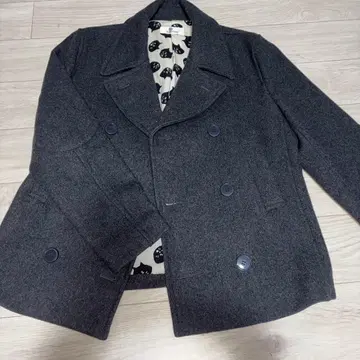 여성용 피 코트 울 코트 그레이