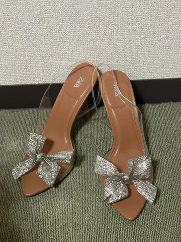 ZARA 비쥬 리본 클리어 샌들 38