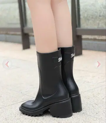 rady 레인부츠 M 23.5cm 로고 참 포함 레인부츠 블랙