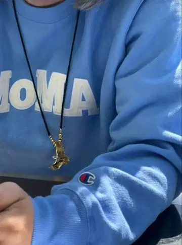 Champion MoMA 리버스 위브 맨투맨 블루 L 후지와라 히로시