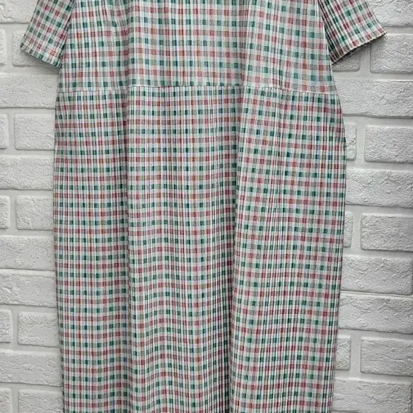 A4843  오버핏 체크 반팔 원피스