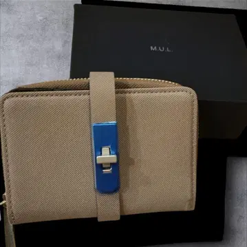 M.U.L의 데님 가죽 카키 하프 지갑