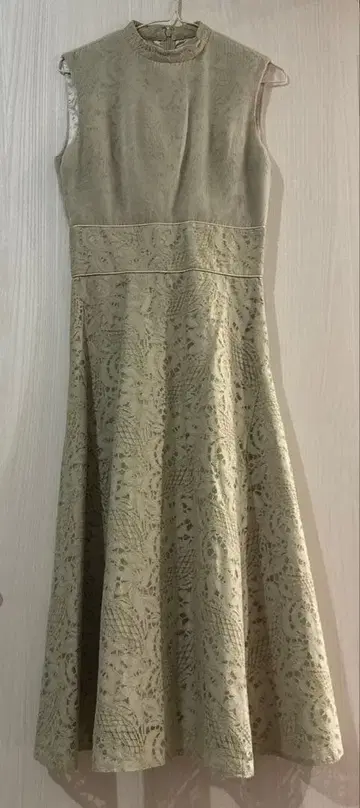MERCURYDUO 레이스 슬리브리스 원피스 그린 피스타치오