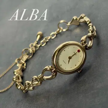ALBA 새 배터리 주얼리 워치 골드 보석 포함 빈티지 작동