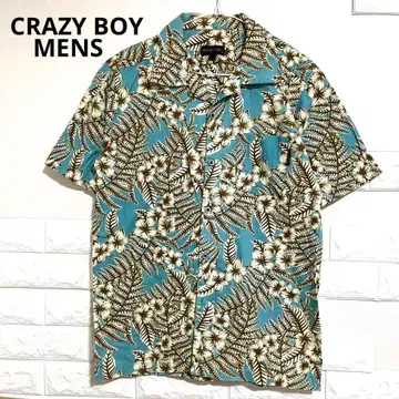 CRAZY BOY 하와이안 셔츠 하이비스커스 여름 남성용 L