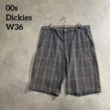 00s Dickies 체크 하프 팬츠 W36 케냐제 그레이
