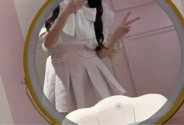 Evelyn 트위드 프릴 스커트 핑크