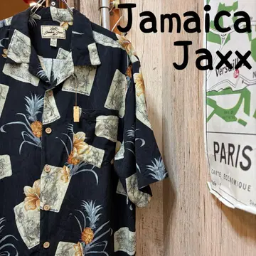 JamaicaJaxx 실크 아로하 셔츠 M 구제 의류 (2288)