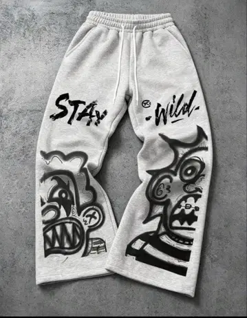 STAY WILD 그래픽 스웨트 팬츠 그레이