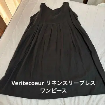 Veritecoeur 린넨 슬리브리스 원피스 F 차콜
