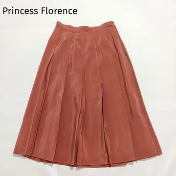 PrincessFlorence 실크 100 플리츠 스커트 M 상당 레드